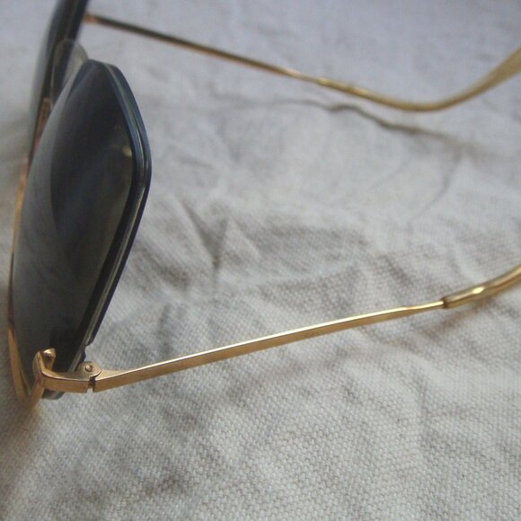 Vintage 80s Gold Metal Half Rim Glasses + Case main image 10